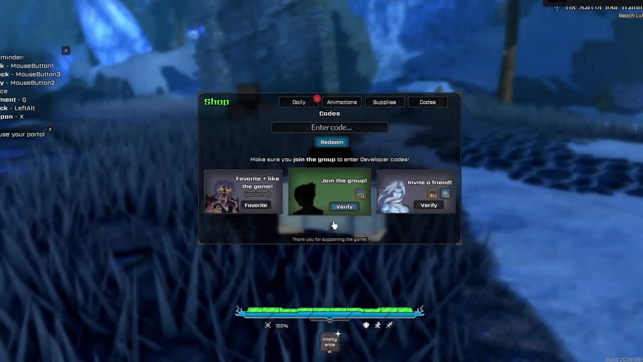 VV ULTIMATUM Shop Codes menu interface showing where to enter redemption codes